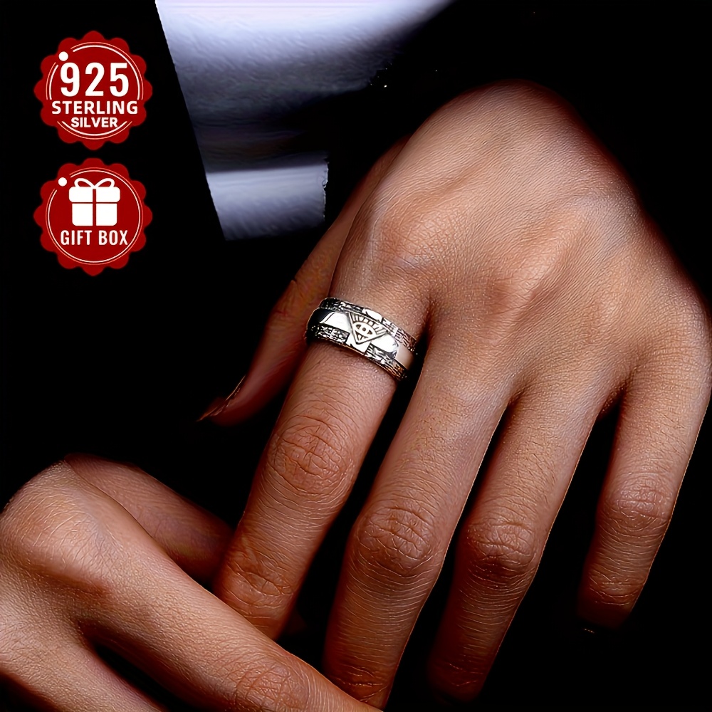 Vintage Punk Cross Open Ring S925 Silver Retro Thai Style Finger Ring