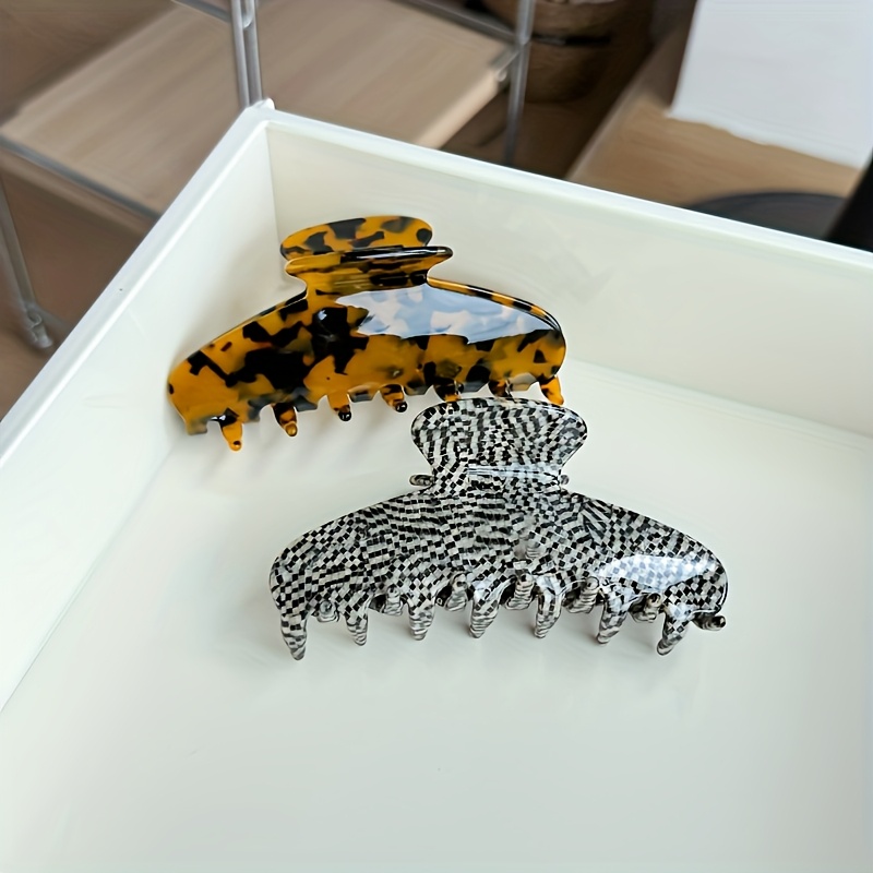 A Large 11CM Back of The Head Hair Clip Hair Claw High Ponytail Hair Accessory, Marble Pattern Floral Leopard Print Dopamine Morandi Color Series, Acetate