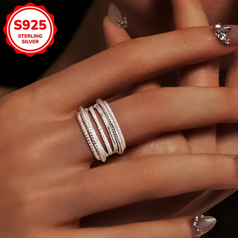 S925silvery4g Women's Unique Multi-layer Ring