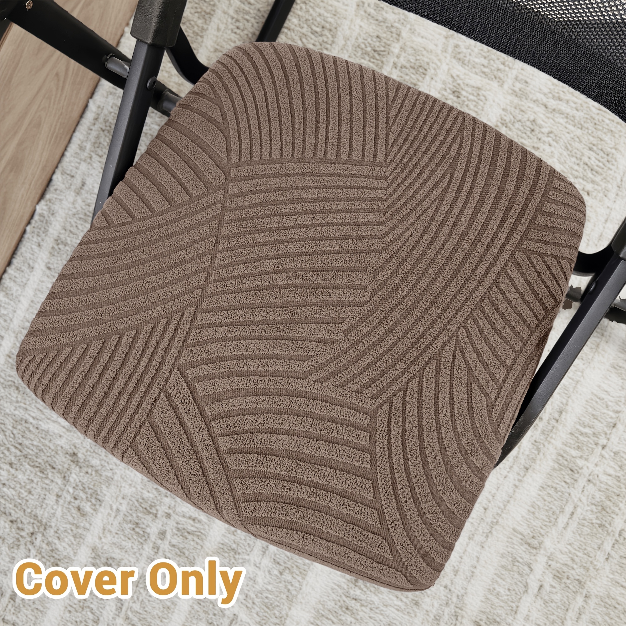 TEMU 1pc Of Abstract Line Pattern Fleece Stretch Office Chair Cover, Foldable Office Chair Seat Protector, Machine Washable And Reusable. Cover Only,