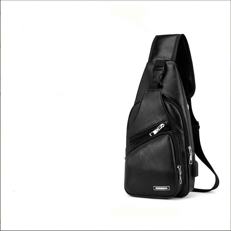Image of Men's Multi-functional Chest Bag, Vintage Casual Large Capacity Chest Bag, Suitable For Daily Commuting And Travel, Zipper Closure, Contrast , Crossbody Bag For Outdoor Leisure