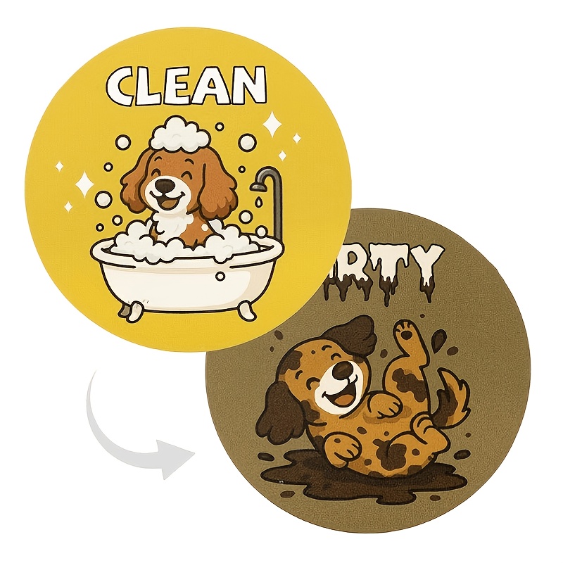 TEMU Aimant amusant de chien pour lave-vaisselle sale, indicateur de nettoyage sale réversible double face, convient pour cuisine, réfrigérateur,