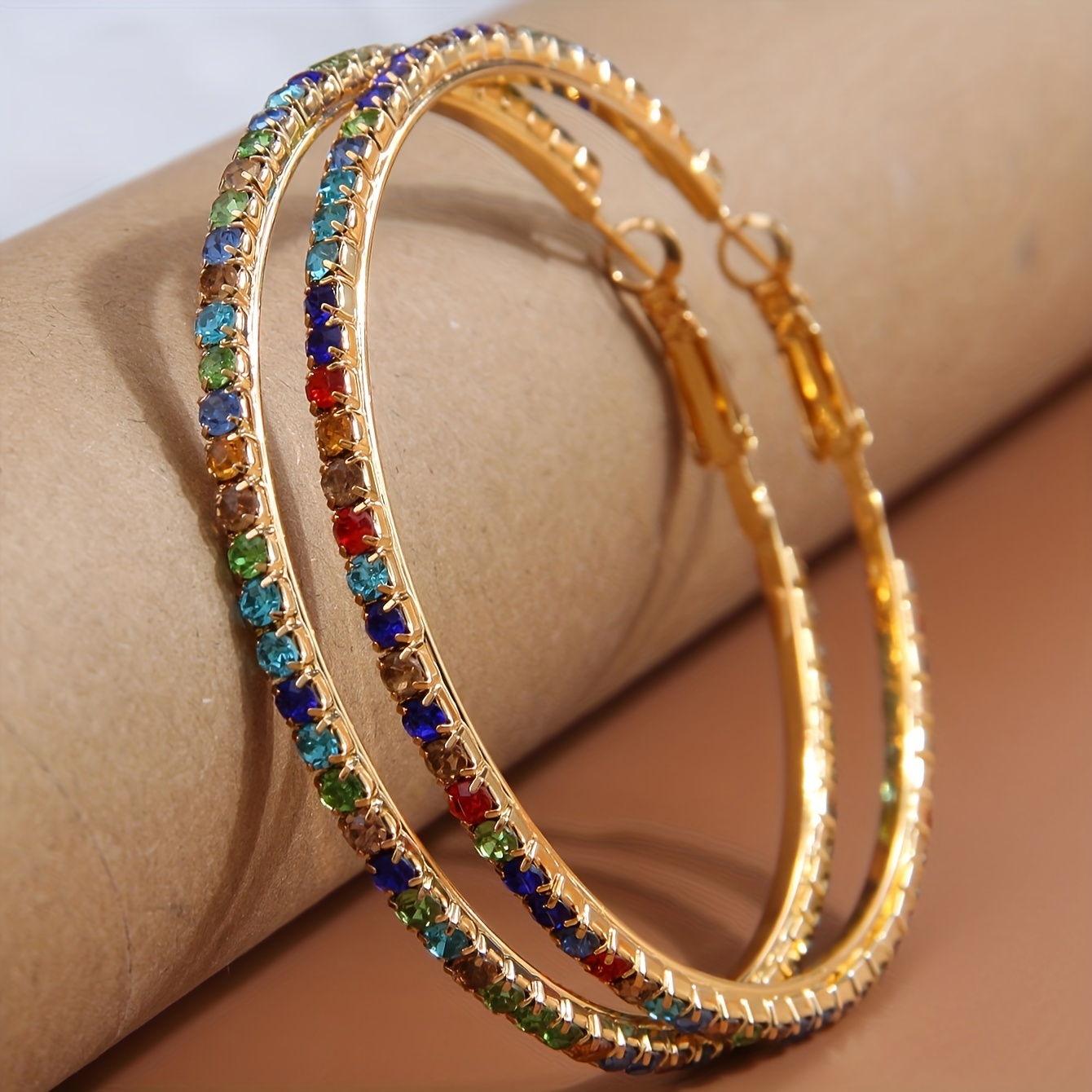 

-chic Colorful Hoop Earrings - Stainless Steel Posts, Alloy, Everyday & Party Wear