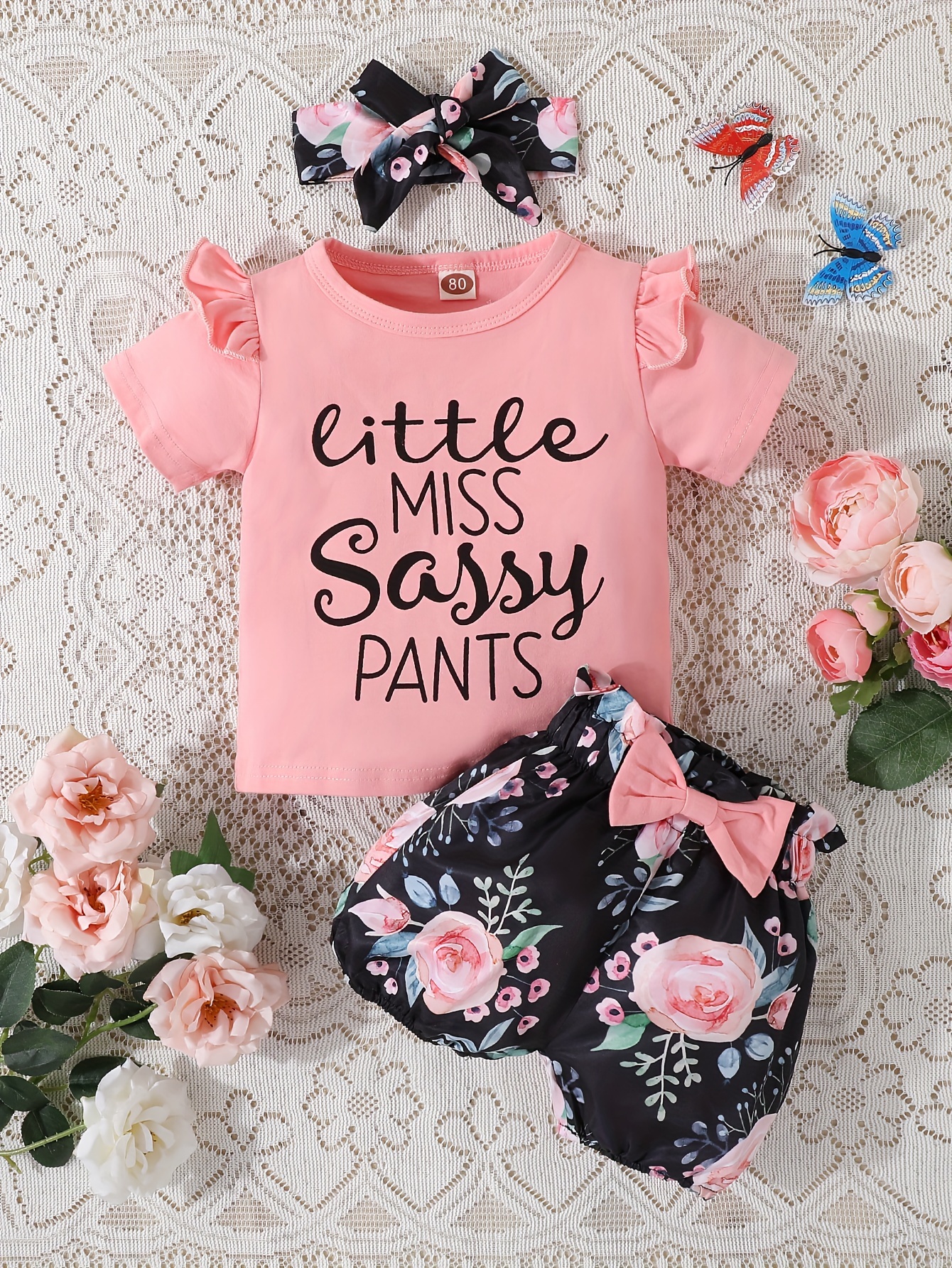 Girl's Cartoon Sunflower Pattern 2pcs, Long Sleeve Top & Flared Pants Set,  LITTLE MISS SASSY PANTS Print Ruffle Decor Casual Outfits, Kids Clothes For
