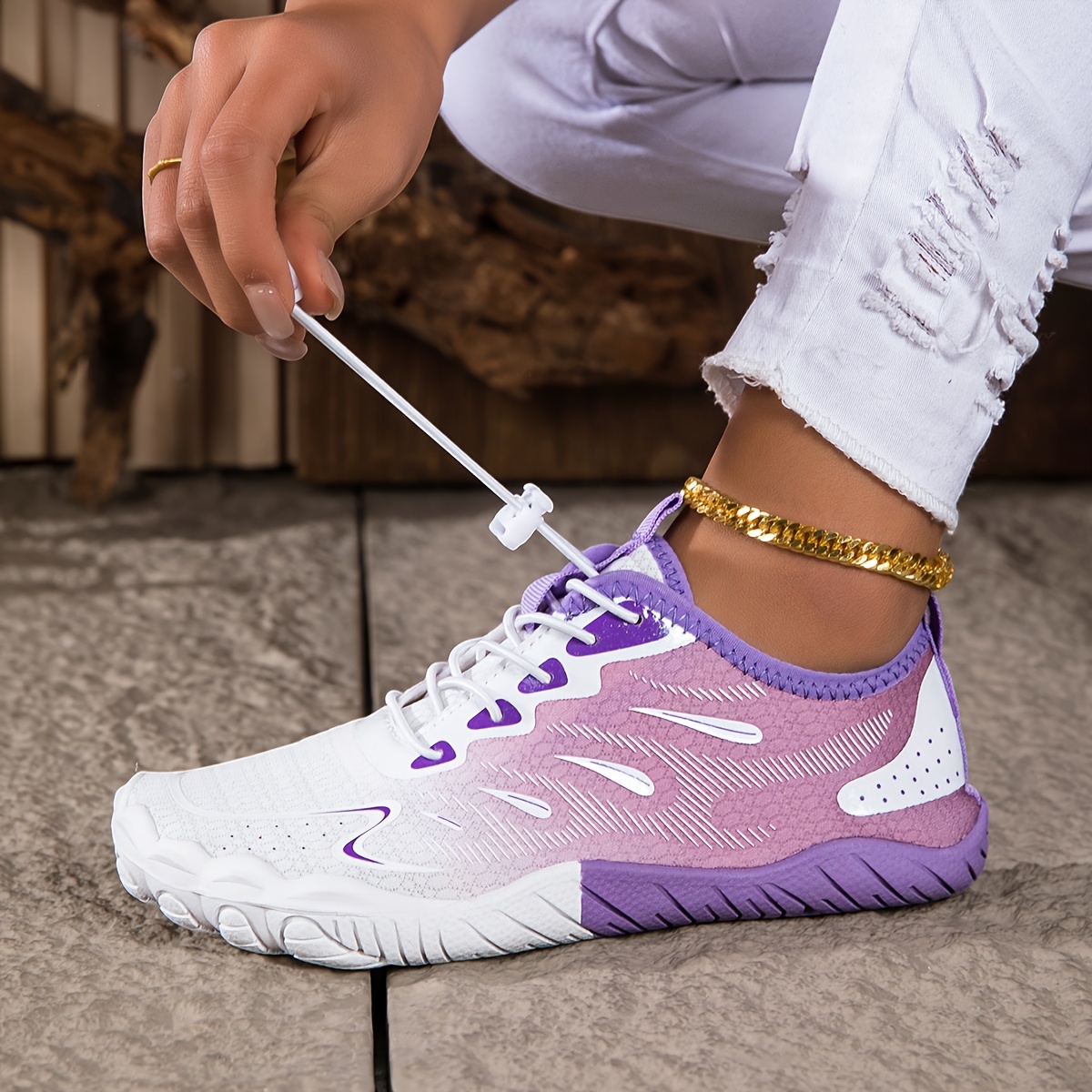 TEMU Summer New Women's Fattening Hiking Shoes, Fitness Cross-training Yoga Shoes, Outdoor Anti-slip, Wear-resistant, Breathable, Quick-drying