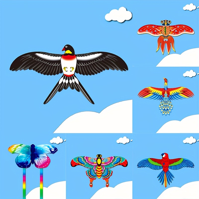 1pc Cartoon Kite Mini Plastic Toy, Fishing Rod Dynamic Parrot Eagle Swallow  Kite
