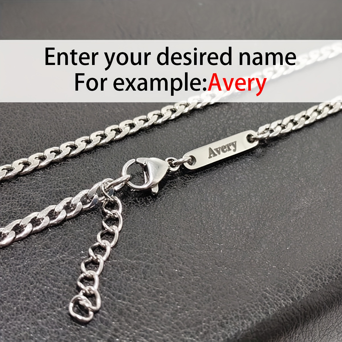 Men's Custom Nameplate Necklace with 304L Stainless Steel Cuban Chain