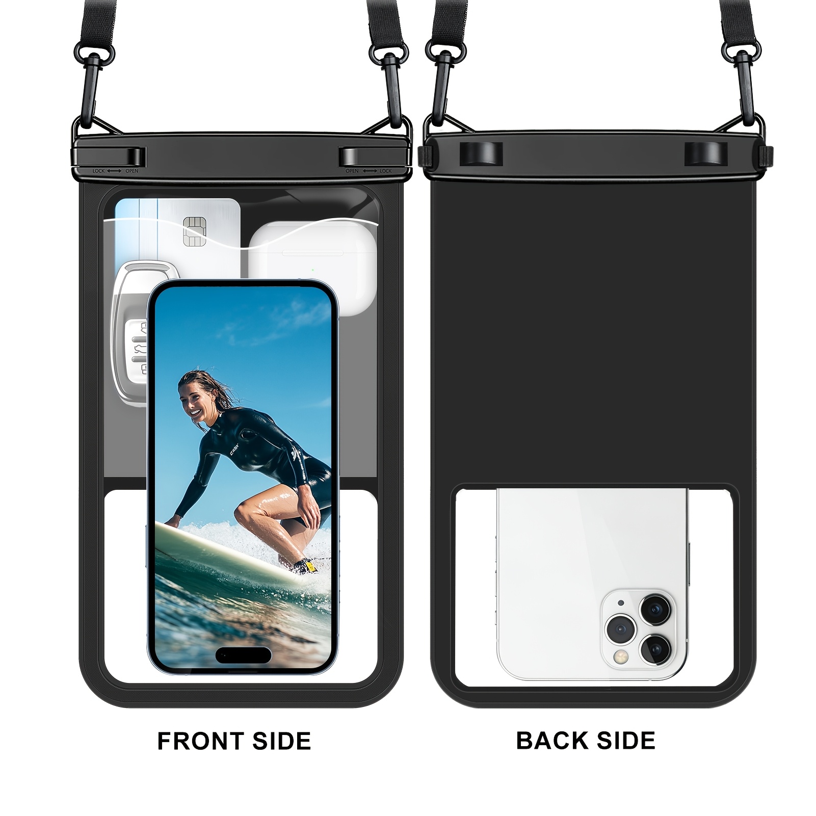 TEMU Rynapac [Se a teléfonos de 8 pulgadas] grande para teléfono - Paquete de 1, para teléfono con clasificación Ipx8, para iPhone 17/16/15 Pro,