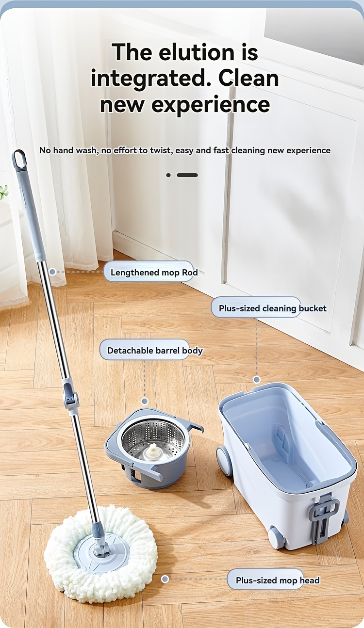 1pc   spin mop and bucket set with self wringing microfiber mop head thickened mop head centrifugal water dumping suitable for living room bedroom bathroom toilet kitchen details 2