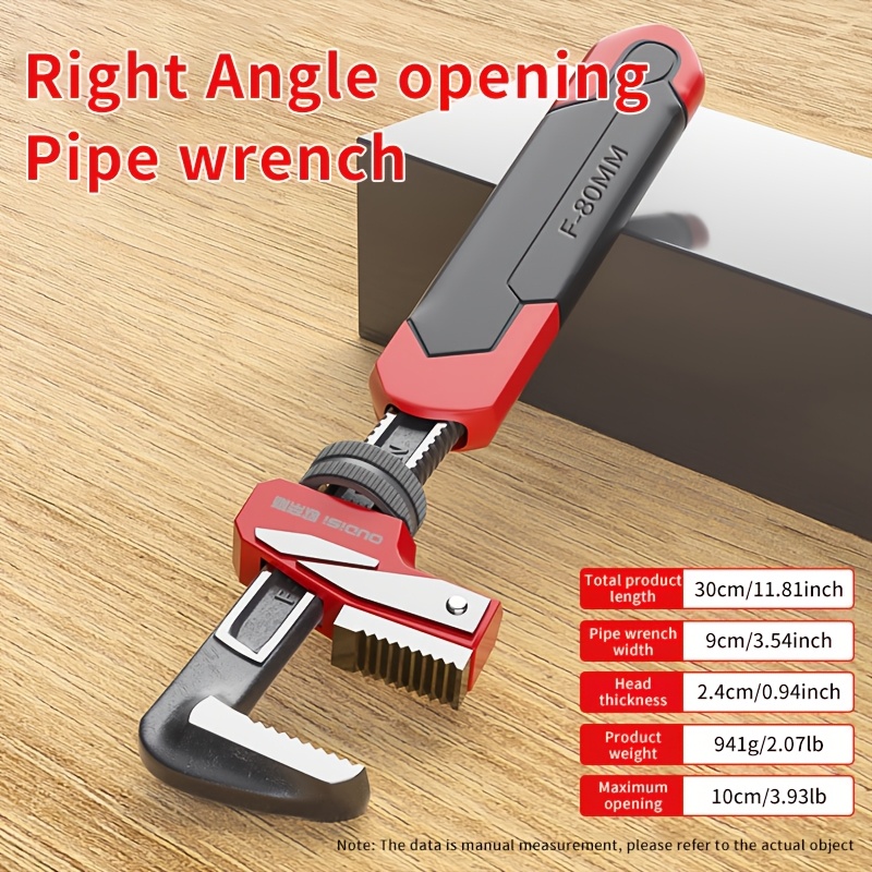 TEMU Adjustable Pipe Wrench - Heavy-duty Steel Plumbing Tool For Diy, Pipe Fitting & Repairs | Non-slip Grip, Extended | Home Use, , Workshop &