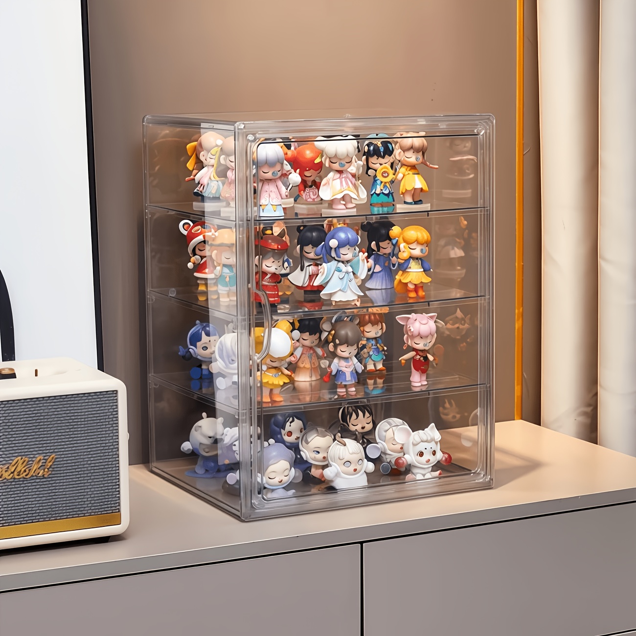 TEMU Four-tier Acrylic Display Case With Magnetic Doors, Large-sized Dust-proof Storage Box, Suitable For Collectibles And Articulated Figures