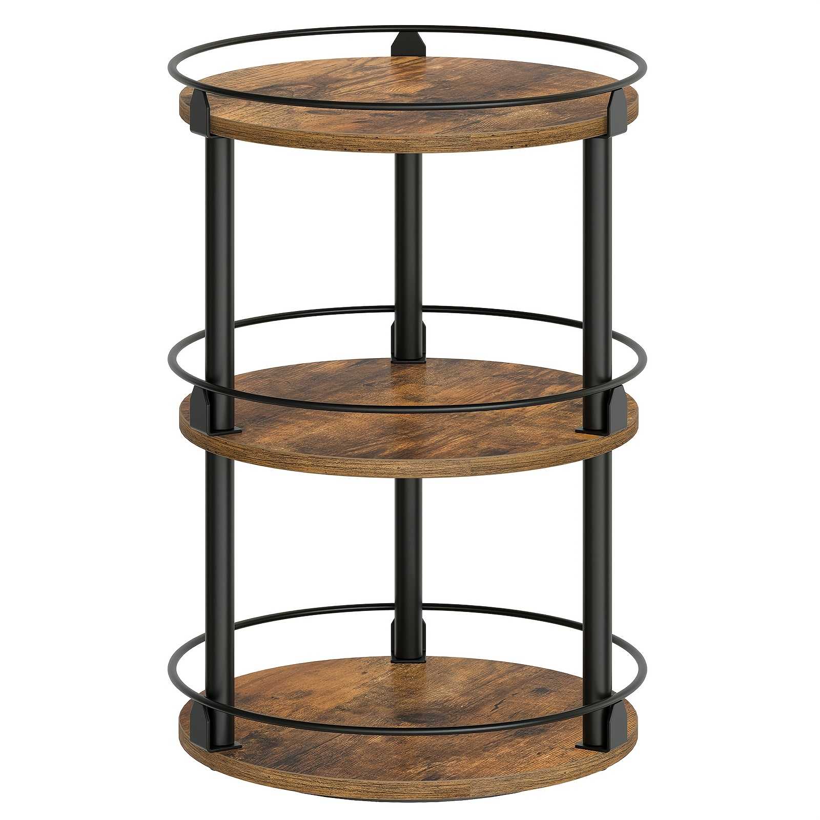 Spice Rack, 3-tier Rotating Storage Rack, Vertical Round Spice Rack, Compact Spice Storage Box With Rotating Base, Suitable For Kitchen Countertops, Dining Tables, Black, Standing Shelf
