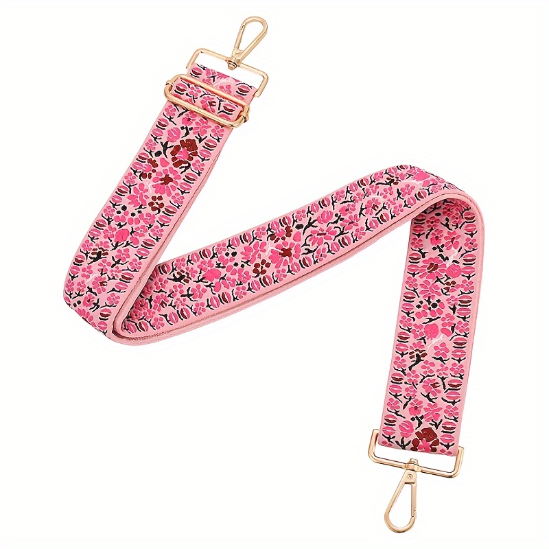 

Floral Embroidery Polyester Adjustable Shoulder Strap, Crossbody Purse Extender For Handbags, Bag Replacement Strap With Metal Clasps, Diy Wallet Making