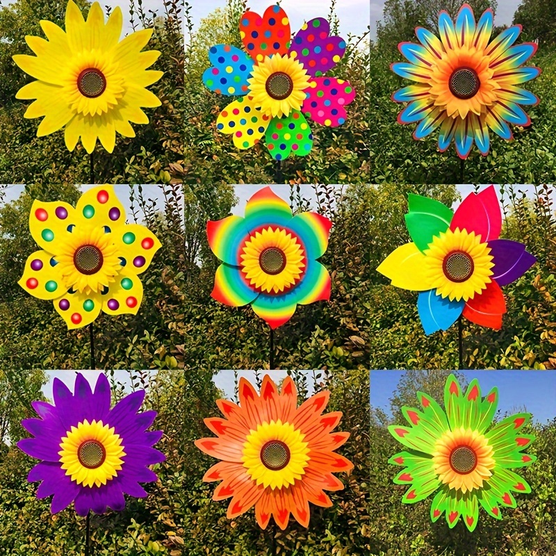 

Sunflower Windmills Rotating Sunflower Wind Spinner Outdoor Lawn Decor Ornament For Yard And Garden Outdoor Art Decoration Yard Decor Wind Spinners