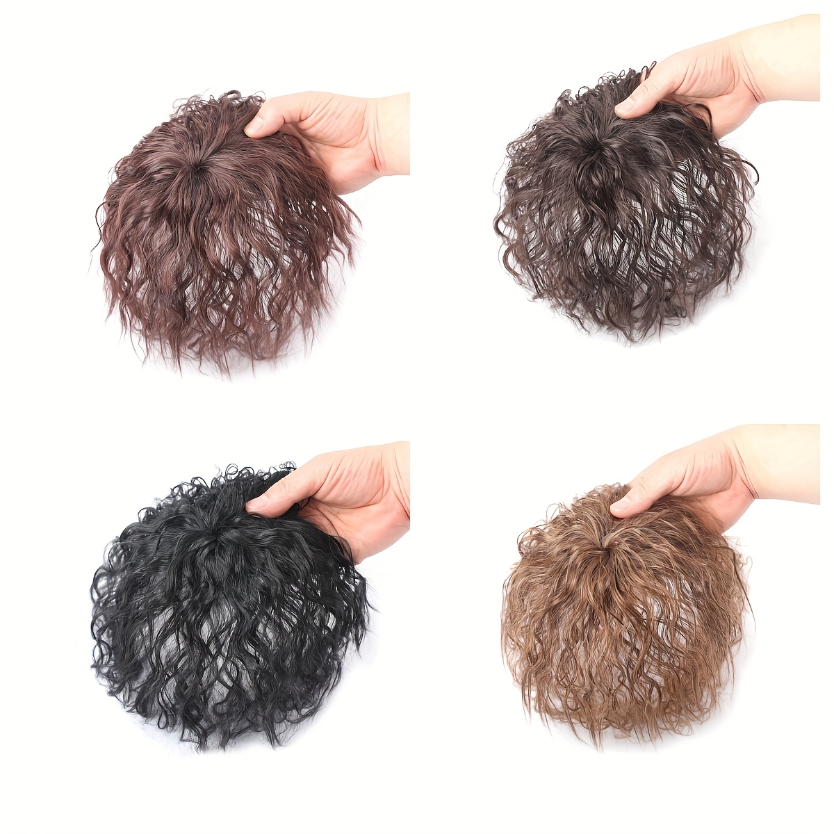 curly wave clip in hair topper for women corn perm style synthetic hairpiece with bangs   loose wave hairpiece for diverse hairstyles elegant brown water   versatile hair accessory stylish hairpiece natural look hairpiece details 4