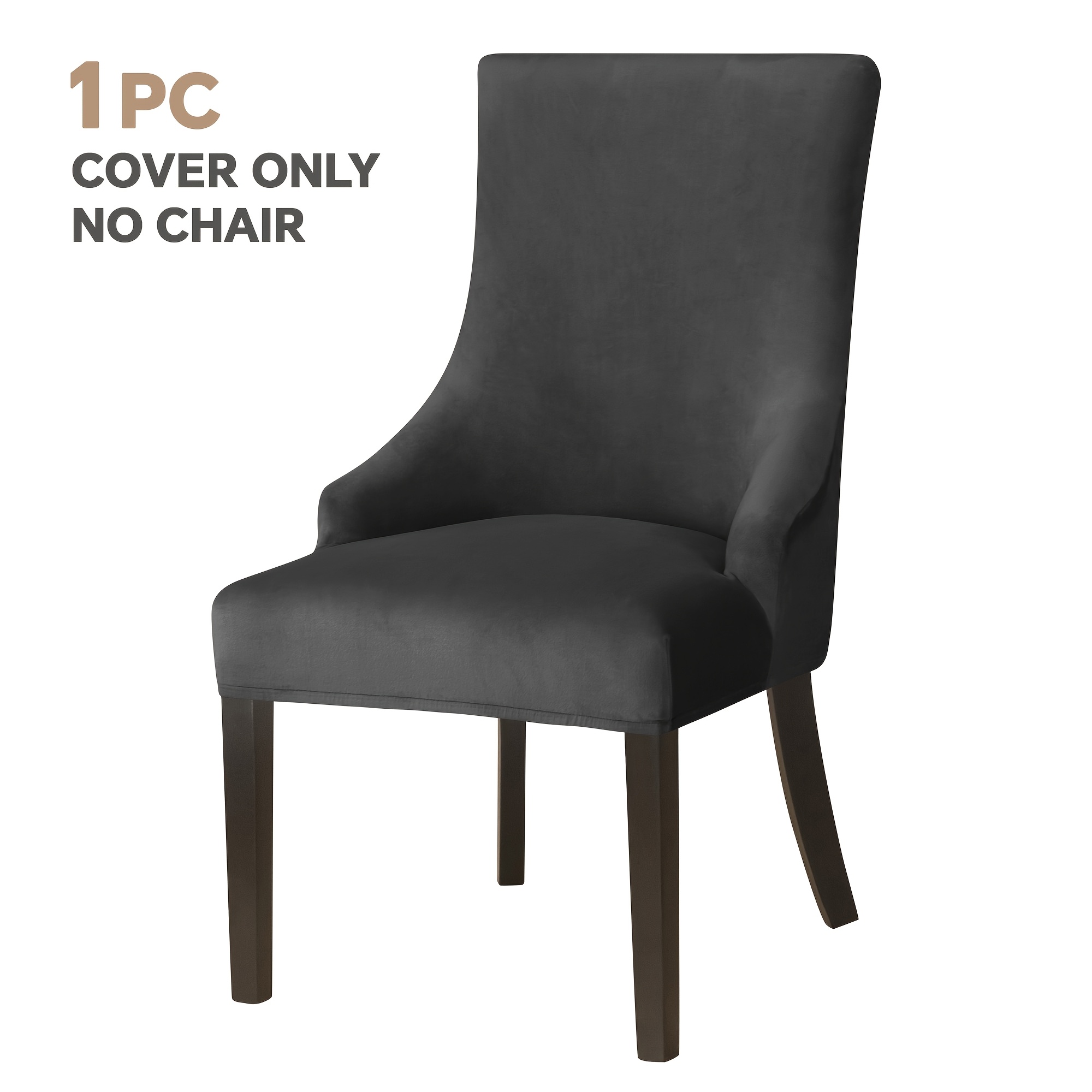 TEMU 1pc Silvery Fox Stretch Full-cover Small Armrest Dining Chair Cover, Contrasting Chair Protector Cover, Christmas Holiday Decorative Chair Cover