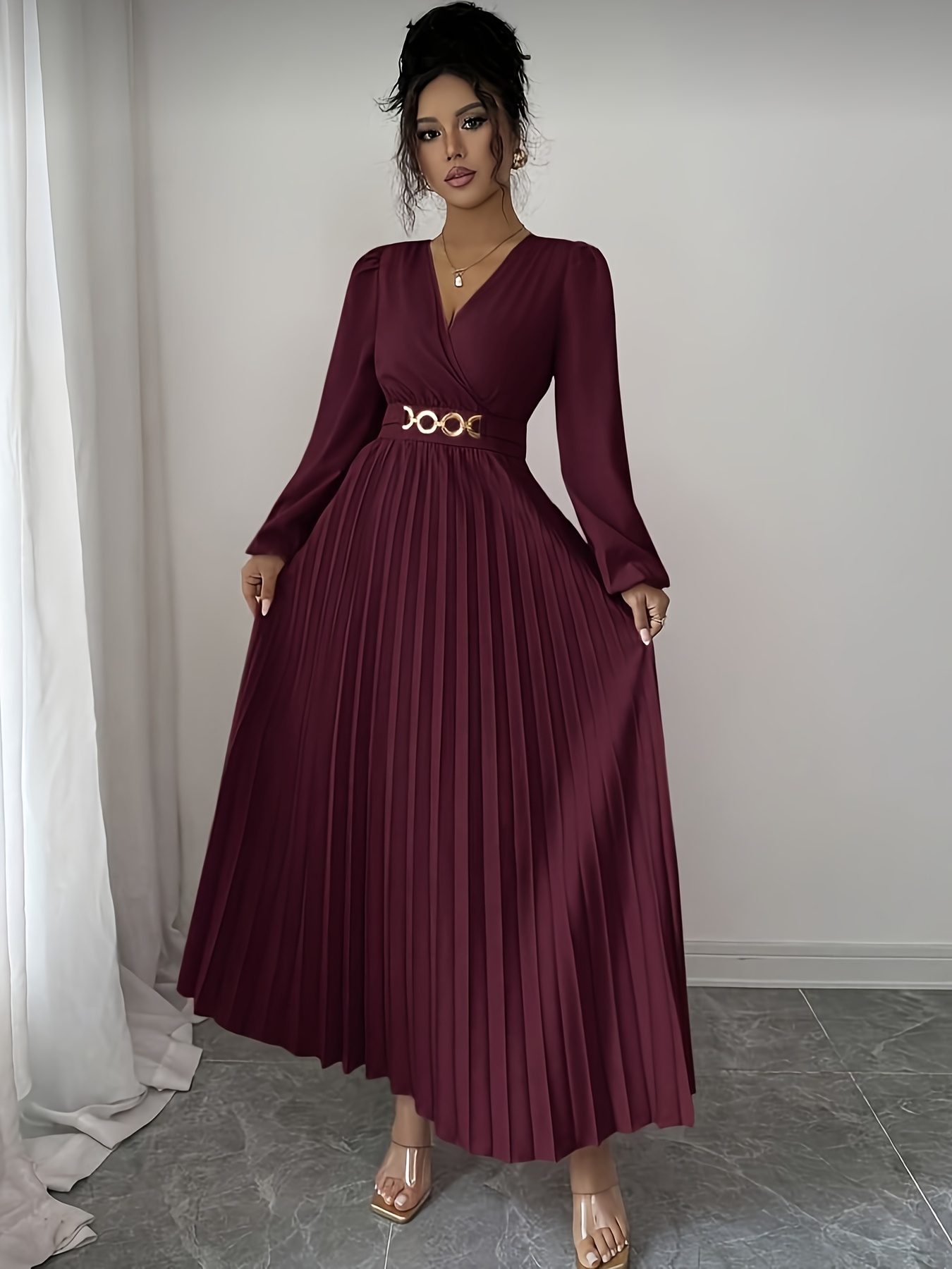 burgundy dress women - United Kingdom