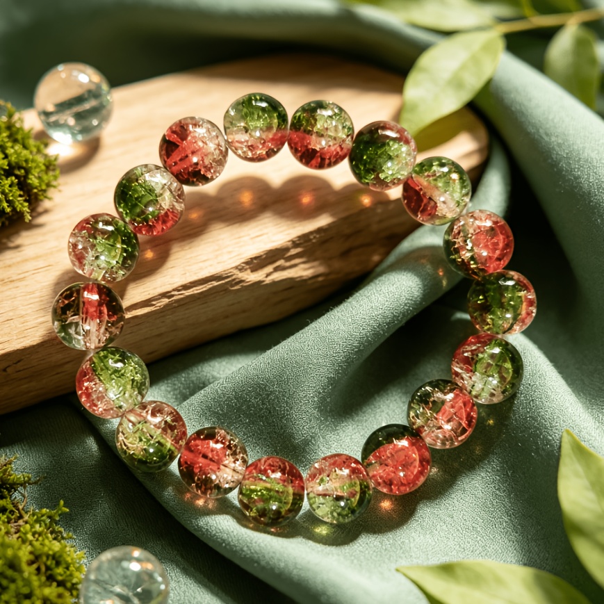 TEMU Creative Fashion Red Bead Elastic Bracelet, Suitable For Daily Wear And Gifting