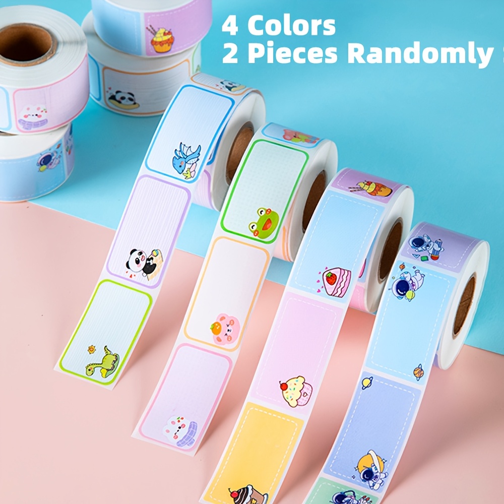TEMU 2 Rolls/random Patterns, Cartoon Name Stickers, Water Bottle Labels, Traceless Tear-resistant Stickers, Book Classification Name Tags, Office