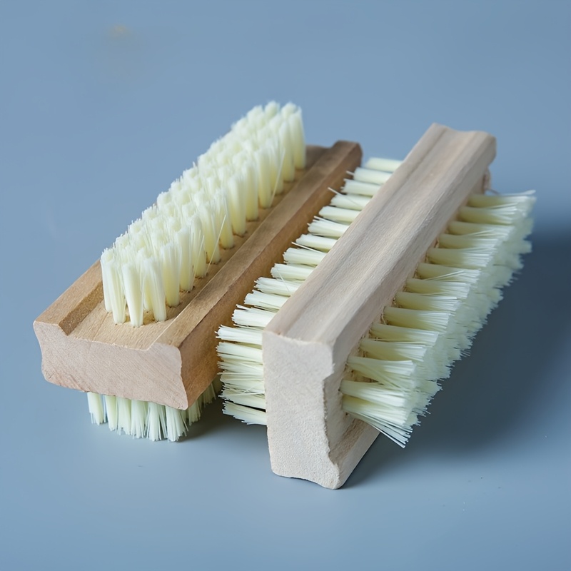TEMU Set de brosses à ongles en bambou - Brosse de corps exfoliante naturelle, soin des pieds, convient pour le nettoyage des ongles des pieds et des