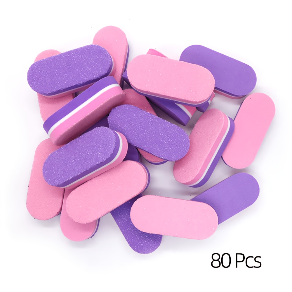 TEMU Mini Nail Buffers, 80pcs 100/180 Grit Sponge Mini Nail Files Bulk For Acrylic Nails, Buffer Block Nail File, Mini Bulk Nail Buffers Double Sided