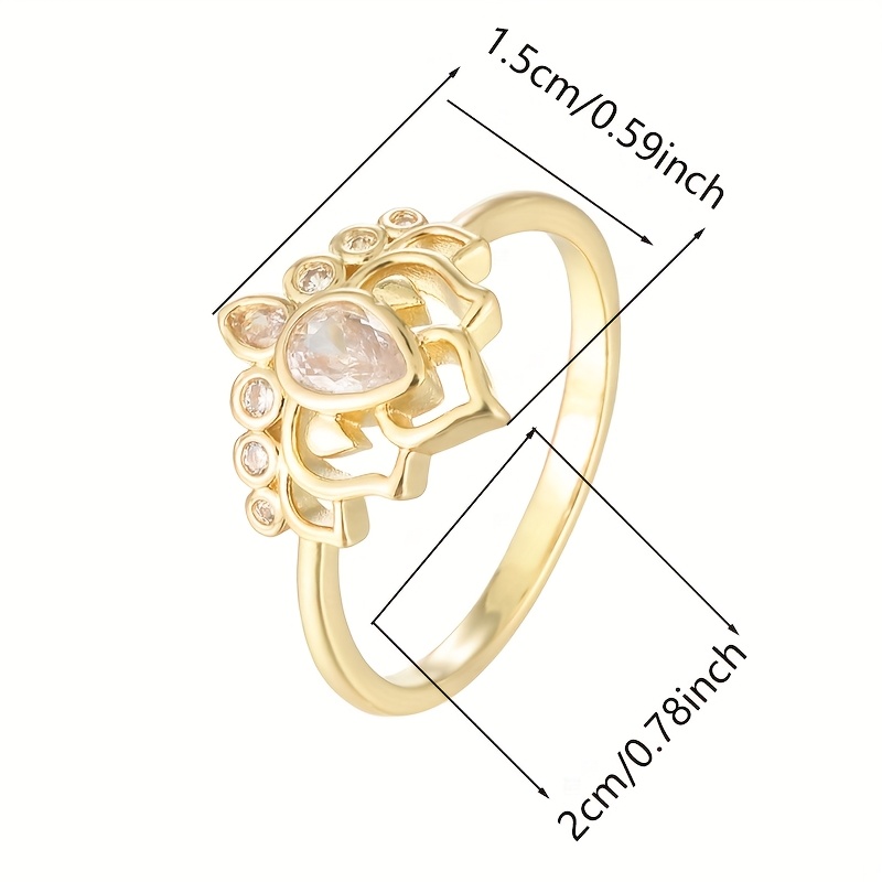 Women's Fresh Lotus Shape Ring Inlaid with Synthetic Zirconia