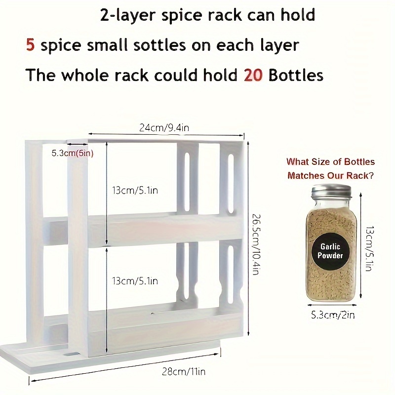 TEMU 2-tier Swivel Spice Rack - High Capacity Kitchen Storage Rack For Countertops And Cabinets, Pull-out Storage Rack