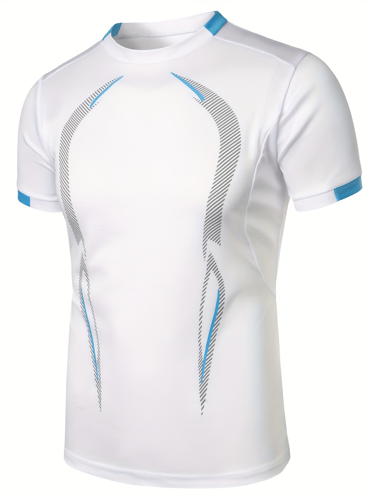 Color Block Pattern Slim Fit Crew Neck And Short Sleeve T-shirt, Breathable And Quick Dry Sports Tops For Men's Summer Fitness Training And Outdoors Sports Wear