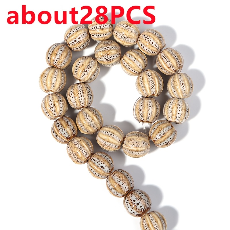 28pcs Glass Striped Colored Pumpkin Beads for DIY Jewellery