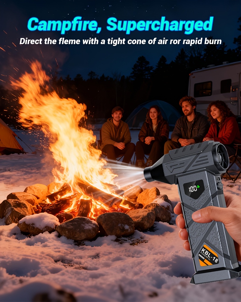 9000000RPM High-Power Turbo Snow Blower Fan with Display and LED Light, Built-in 6000mAh Rechargeable Battery, Supports USB-C Fast Charging, 5-Speed Adjustable High-Speed Airflow. A Powerful Snow Blower Fan Suitable for Snow Removal, Dust Removal