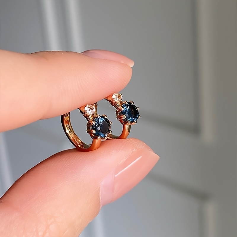 Mini Blue Imitation Synthetic Cubic Zirconia Earrings