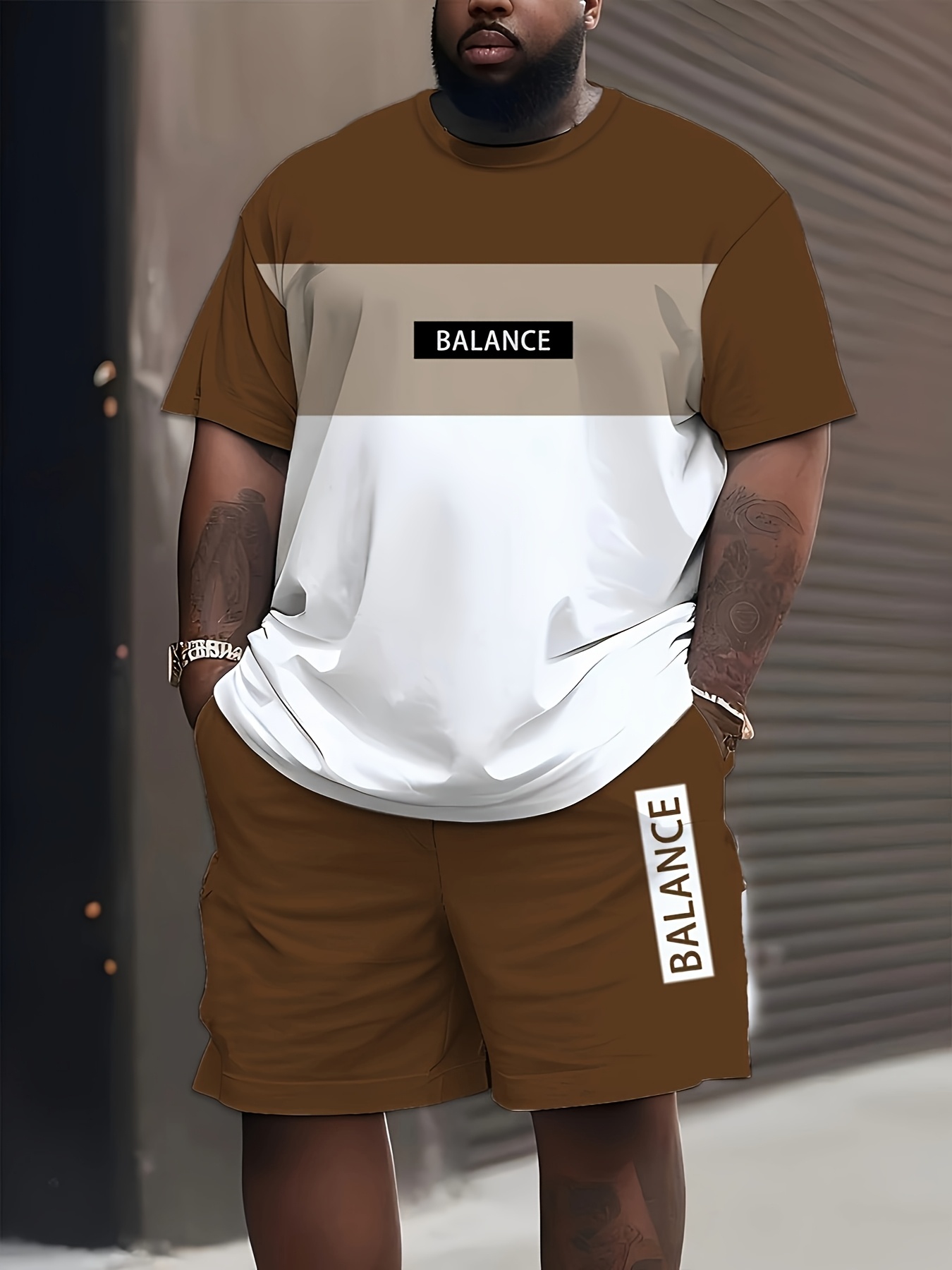 Large Size Men's Two-Piece Suit with Colorful Patterns for Spring and Summer, Sweatshirt and Sweatpants Sports Suit