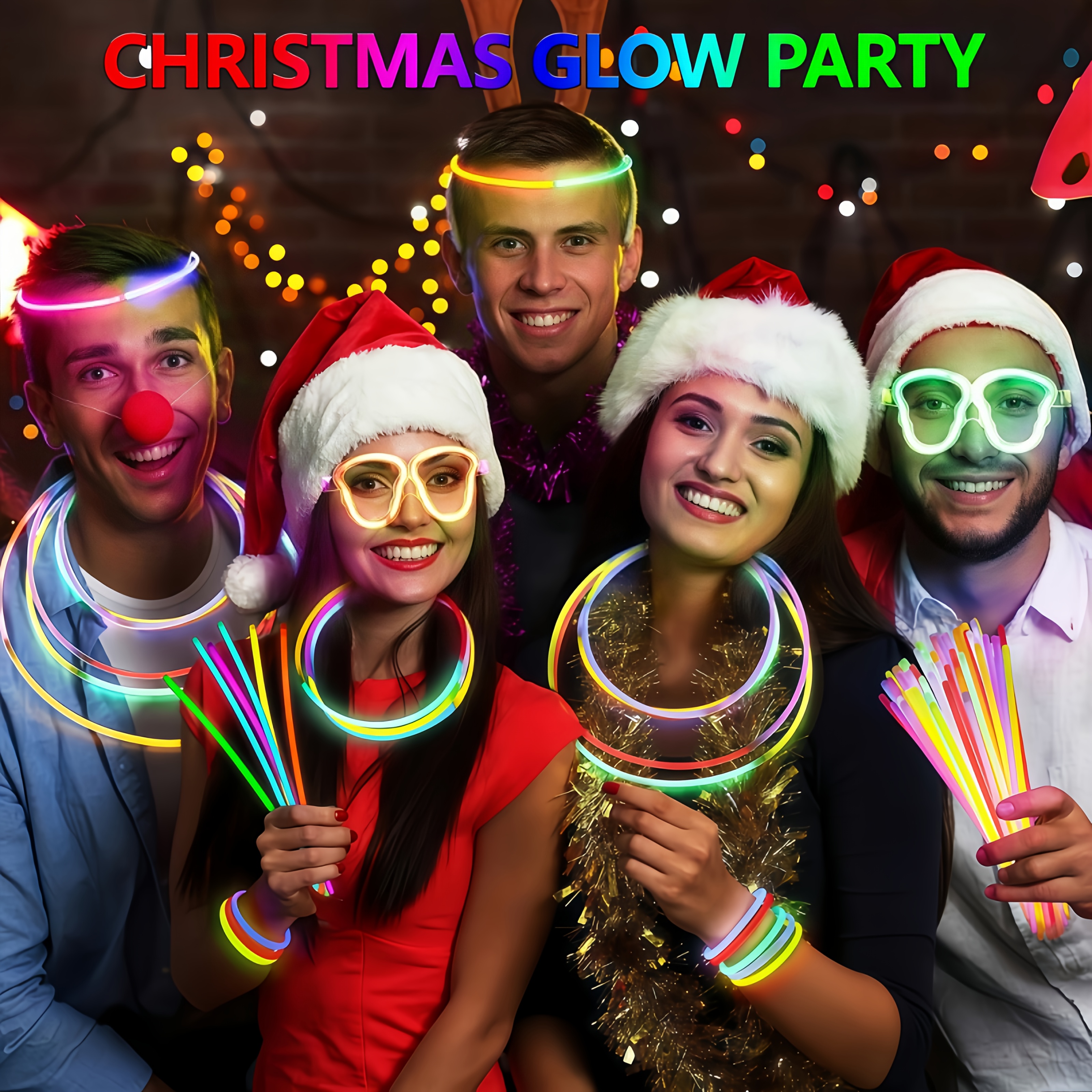 115 stick party supplies kit with neon glow in the dark glasses necklaces bracelets hour 8 vibrant colors purple red yellow white plastic polyethylene for halloween birthdays concerts no batteries electricity required Product details 2
