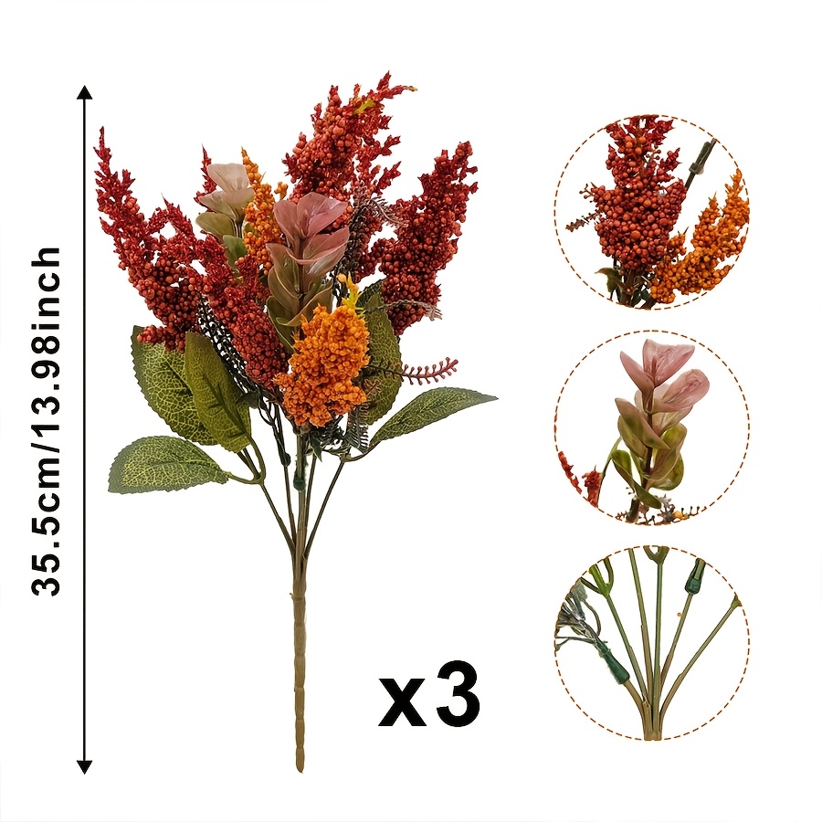 TEMU 4 Bundles Of 5-head Bubble Grass, Autumn Simulation Flowers, Artificial , Autumn Decoration, Suitable For Home, Outdoor, Thanksgiving, Festival