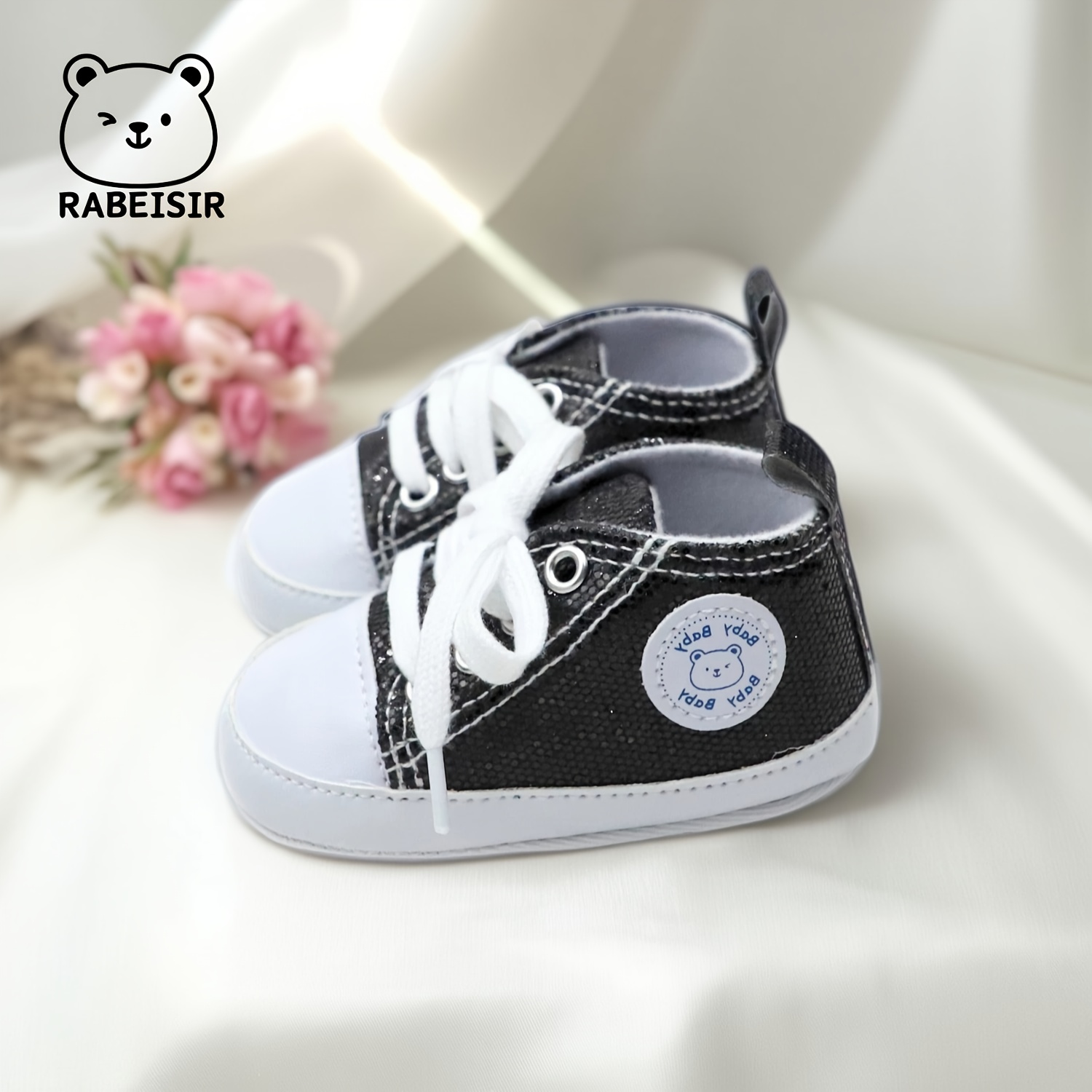 Trendy Comfortable Sequin Sneakers For Baby Boys, Lightweight Non Slip Shoes For Indoor Outdoor Walking, Spring And Autumn