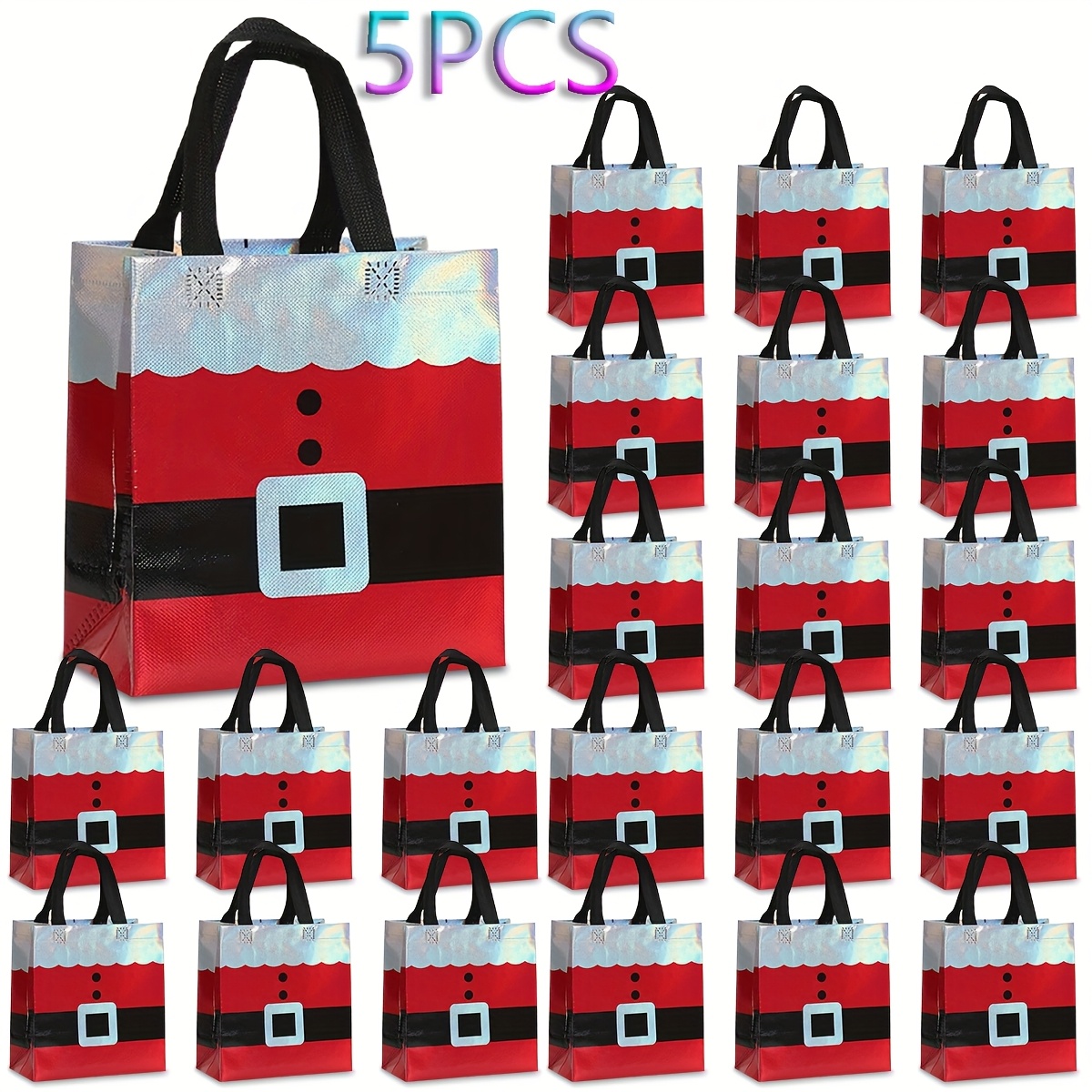 5/12pcs Christmas Gift Bags, Gift Wrapping Bags With Handles, Santa Claus Design, Party Tote Gift Bags