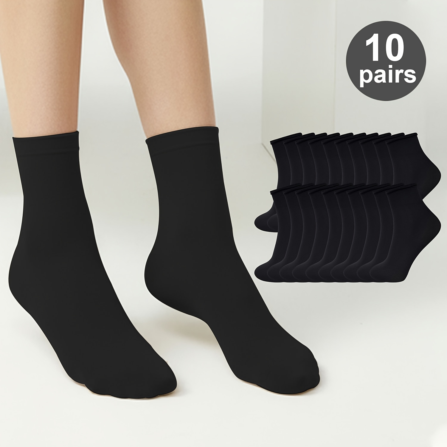 TEMU Lot de 10 paires de chaussettes transparentes de compression à dessus lâche | Chaussettes ultra-douces et durables pour femmes, modelantes et