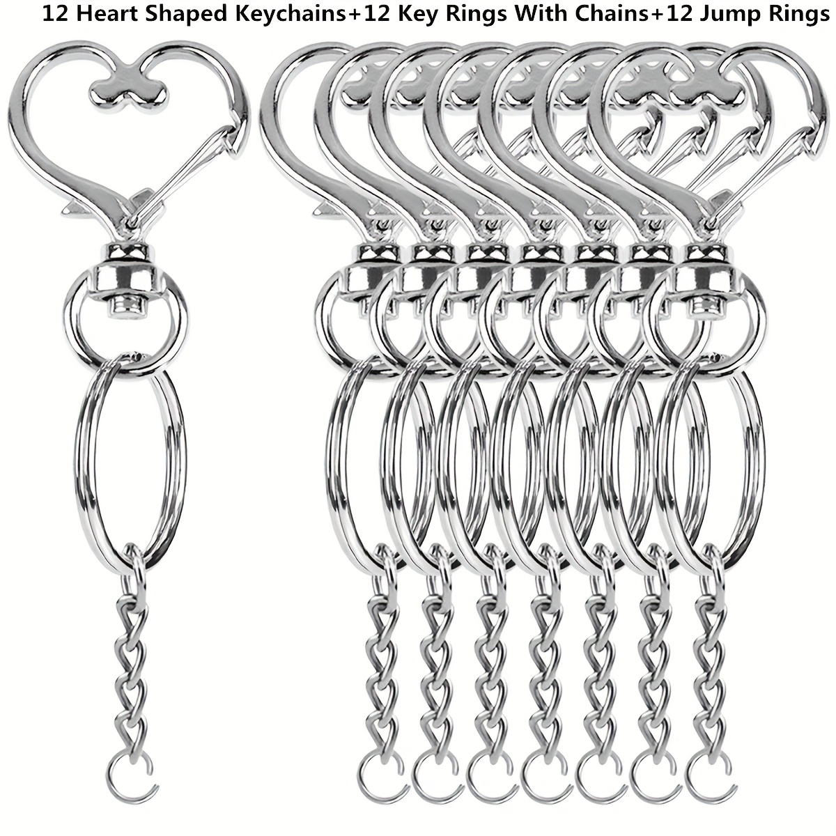 TEMU 36pcs Heart - Shaped Swivel Snap Hook Set, 12pcs Spring Snap Keychain Clip 12pcs Key Rings With Chain And 12pcs Jump Rings (bulk) For Keychains,