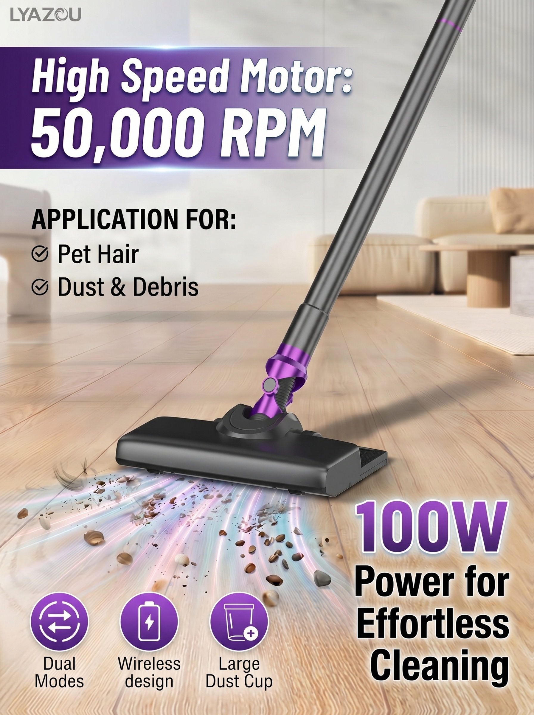 4 in 1 high power handheld vacuum 10000pa suction 50000rpm motor   hurricane mode large dust cup 5 cleaning attachments lightweight   usb fast charge fits home carpet pet hair car sofa ideal holiday gifts Product details 3