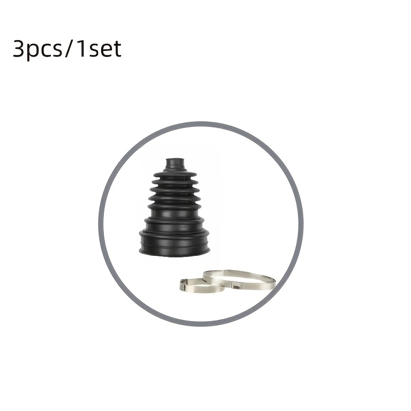 TEMU 3pcs/set (1pc Dust Cover And 2pcs Clamps) Cv Dust Cover, Universal Velocity Joint Dust Cover Set, High Elasticity Cv Dust Cover, Automotive