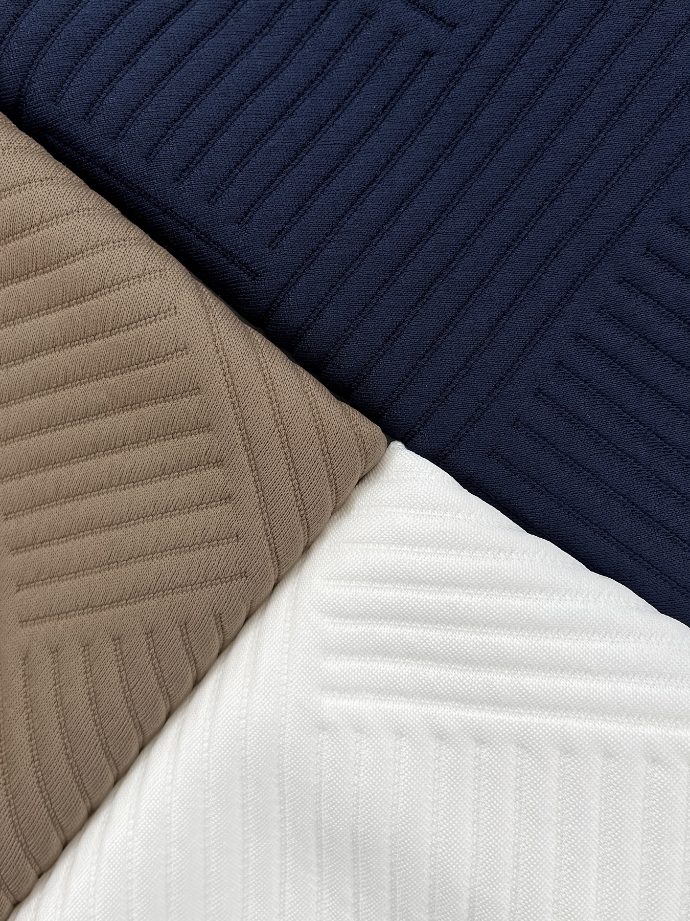 Men's 3pcs Hooded Sweatshirt Set - Textured Micro-Elastic Fabric, Casual Button & Drawstring Hoodies with Chest Pocket & Contrast Collar - Spring/Fall Outdoor Wear (Navy/Beige/White) - Versatile Layering for Daily & Vacation - Hand Washable, Comfortable Everyday Sweatsuit Set, Modern Streetwear, Breathable Fabric, Durable Construction, Elastic Cuffs, Style