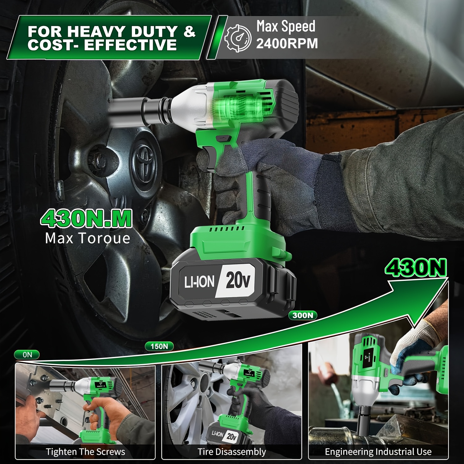 20v 4000mah cordless impact wrench drill set 3 in 1