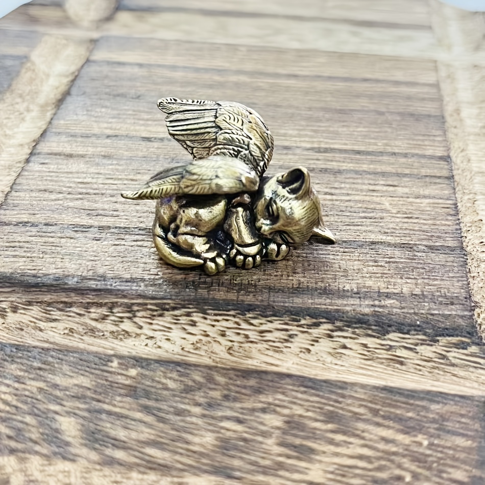 Image of Collectible Figurines ，a Sleeping Cat Brass Figurine Decoration For Living Room, Desk Or Office - Perfect Gift To And Colleagues For Halloween Thanksgiving Christmas Decorations Collectible Figurines