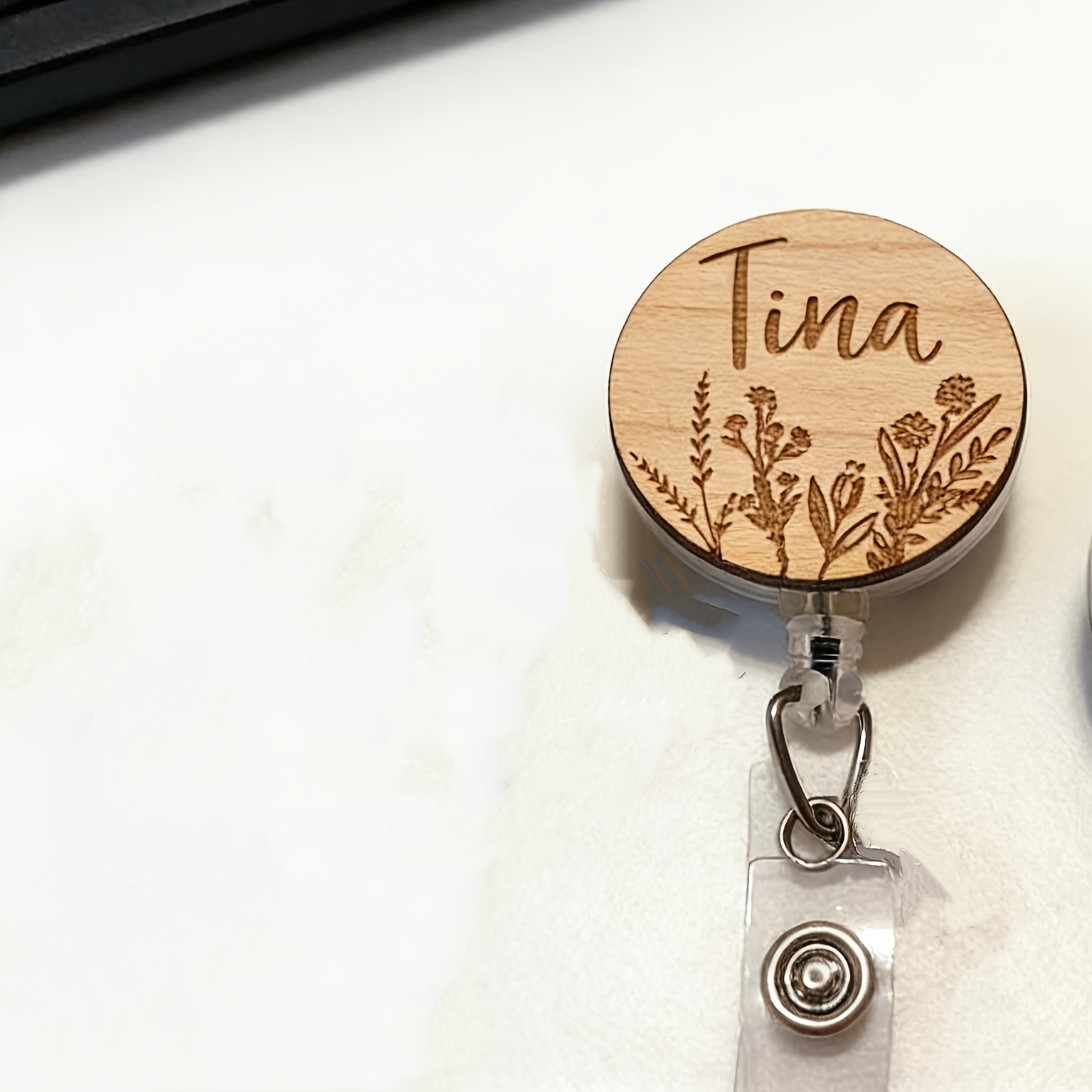 TEMU 2d Custom Engraved Retractable Badge Reel With Name/initials/title - Retractable Holder Suitable For Nurses, Teachers, Students, Workers - Name