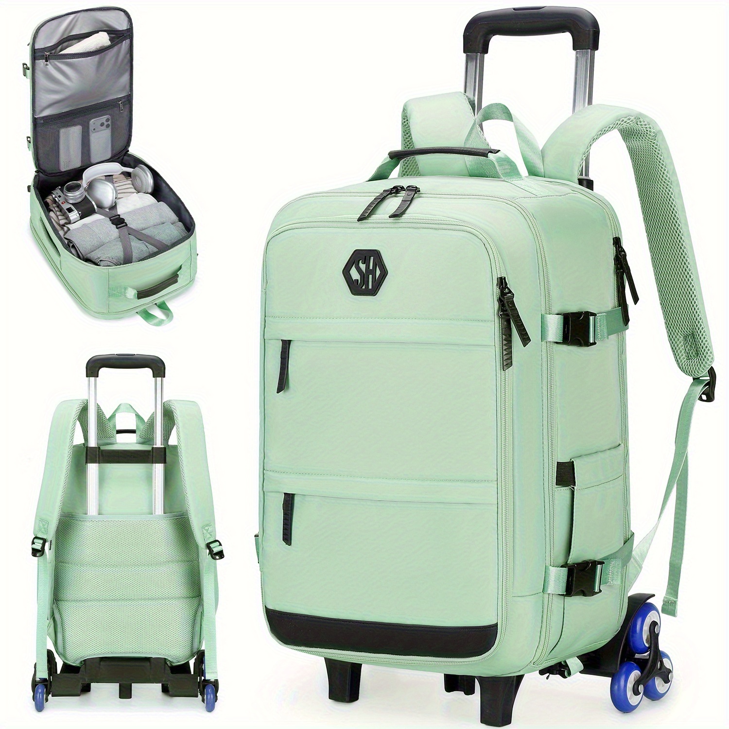Temu – TEMU Backpack With 6 Wheels, Designed For Business And Travel Commuting, On Board, Features A Compartment For Laptops, Fits 17-inch Laptops, Suitable