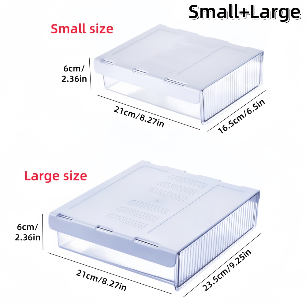 TEMU 2pcs Under-desk Drawer Organizer, Transparent Drawer Storage Box, Cosmetic Storage, Suitable For Stationery Storage, Office And Student Desktop,