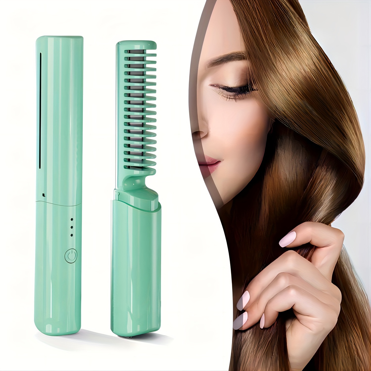 

Cordless Mini Hair Straightener Comb, Rechargeable Usb Hair Straightening And Curling Iron, Portable 2-in-1 Hair Styling Brush For Home And Dorm Use, Gifts For Women