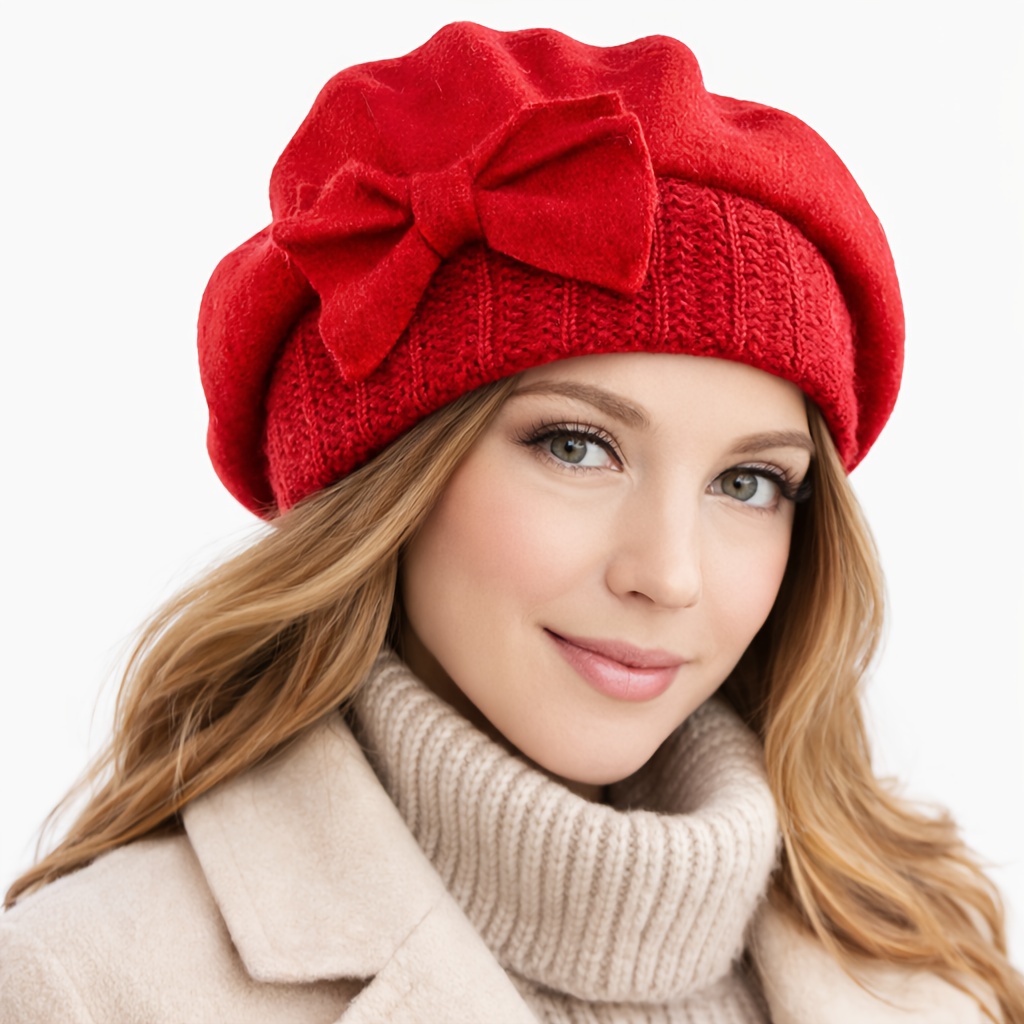 Vintage Wool Beret Bucket Hat Winter Dress Hat Women Beret Hat French Vintage Floral Wool Dress Cloche  main image 4
