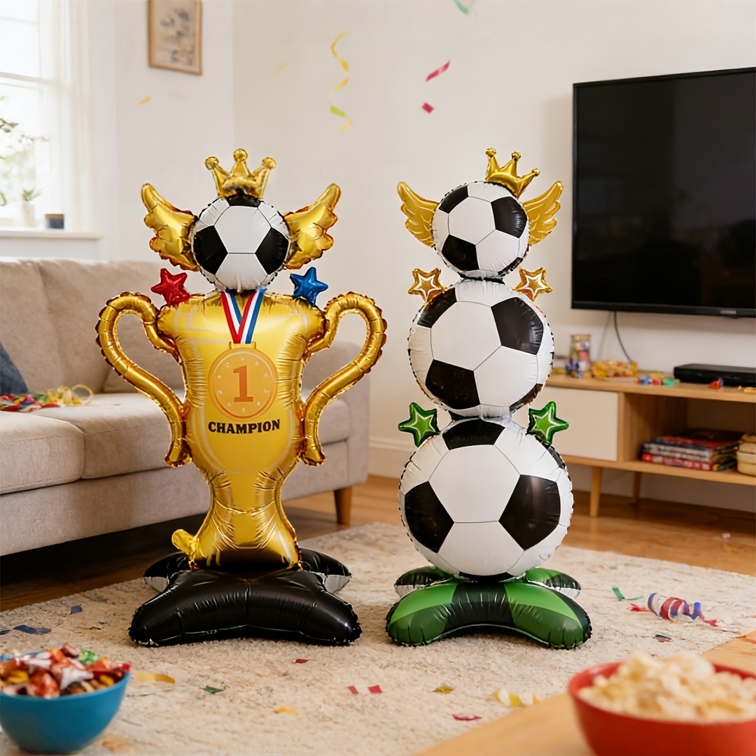 Image of Soccer Event 2026 - Golden Soccer Trophy Foil Balloon | Birthday Themed Party Decorations, Film, Mixed Color, For Halloween, Christmas