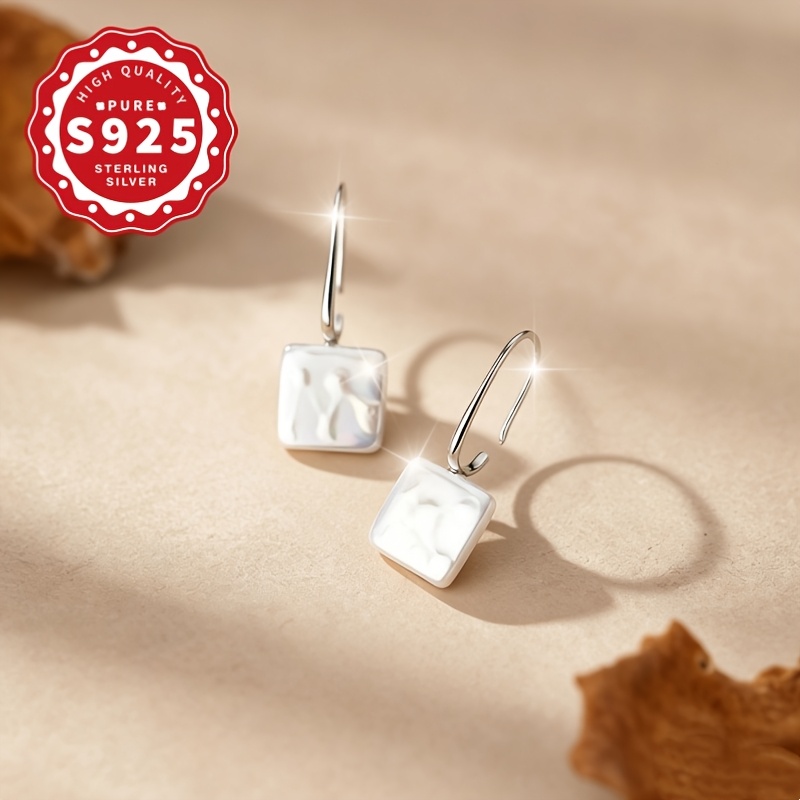 Women's S925 Silver Square Ear Hooks, Elegant and Versatile